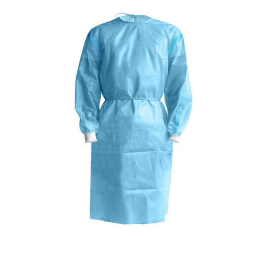 Isolation Cover Gown Blue Knit cuff Dental Medical 40 GSM