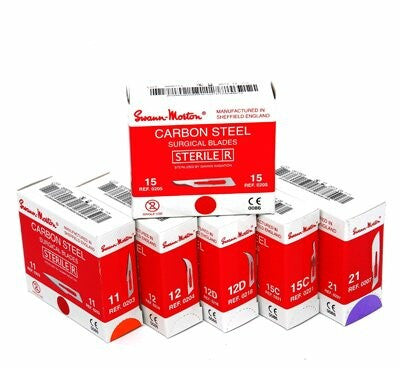 Swann-Morton Scalpel Blade Carbon Steel Sterile, Box of 100 - All Sizes
