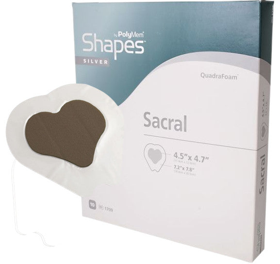 Polymem Shapes Silver Sacral Adhesive 18.4cm x 20cm All Packaging