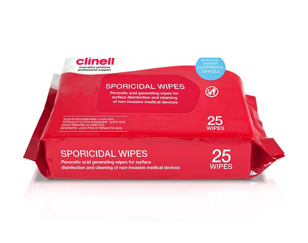 Clinell Sporicidal Wipes (CS25) 25 wipes/pkt - Each