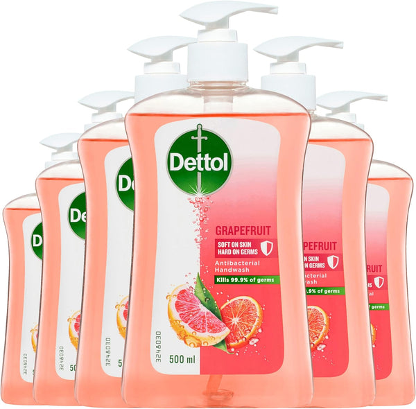 Dettol Antibacterial Liquid Handwash Pump Grapefruit, 500mL 6/pack