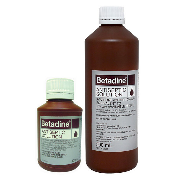Betadine 10% Povidone Iodine Antiseptic Solution, Each (100mL / 500mL)